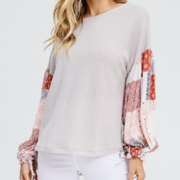 ❗️One Left❗️NWT Long Sleeve Detail Waffle Top - Picture 2 of 6